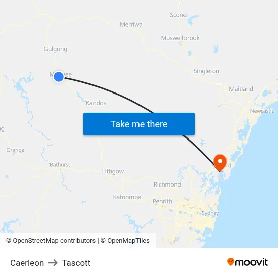 Caerleon to Tascott map