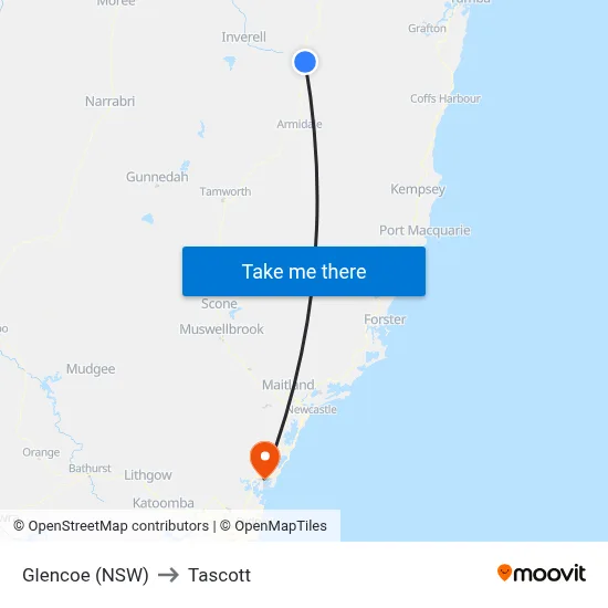Glencoe (NSW) to Tascott map