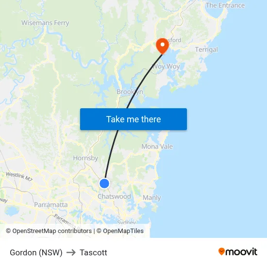 Gordon (NSW) to Tascott map