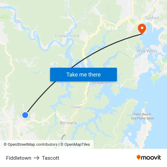 Fiddletown to Tascott map
