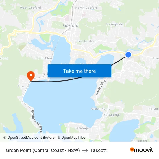 Green Point (Central Coast - NSW) to Tascott map