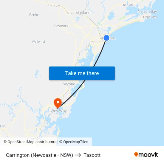 Carrington (Newcastle - NSW) to Tascott map