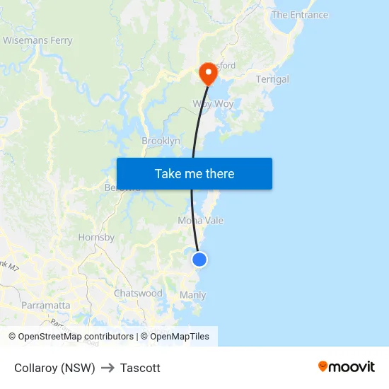 Collaroy (NSW) to Tascott map