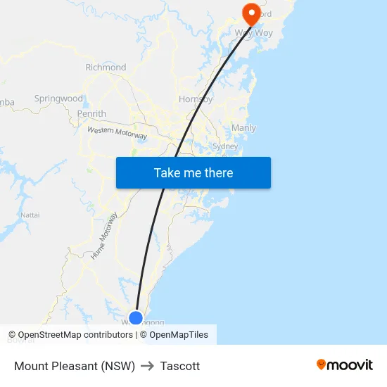 Mount Pleasant (NSW) to Tascott map