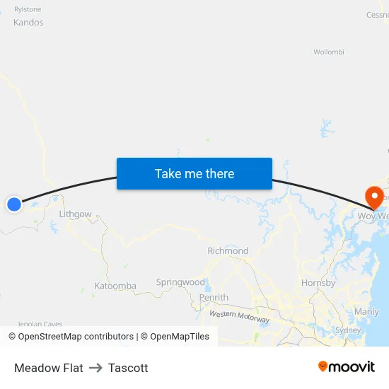Meadow Flat to Tascott map