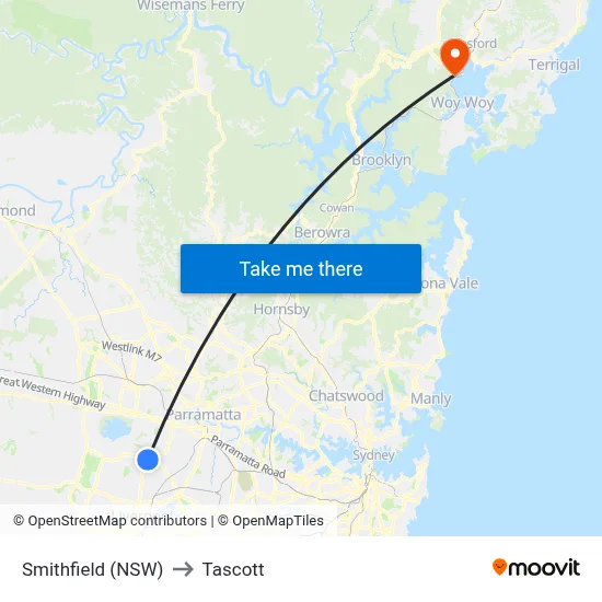Smithfield (NSW) to Tascott map