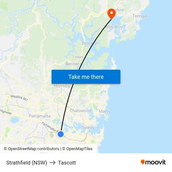 Strathfield (NSW) to Tascott map