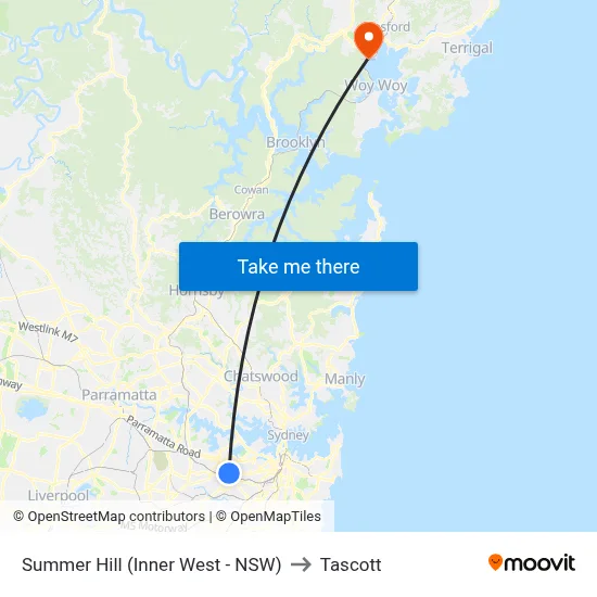 Summer Hill (Inner West - NSW) to Tascott map