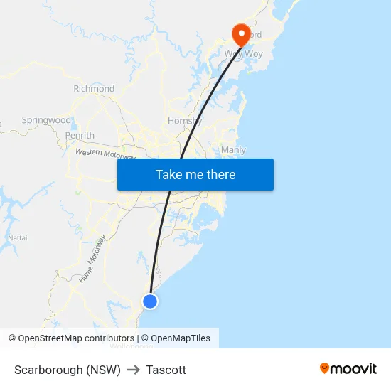 Scarborough (NSW) to Tascott map