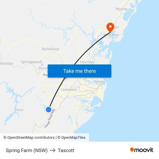 Spring Farm (NSW) to Tascott map