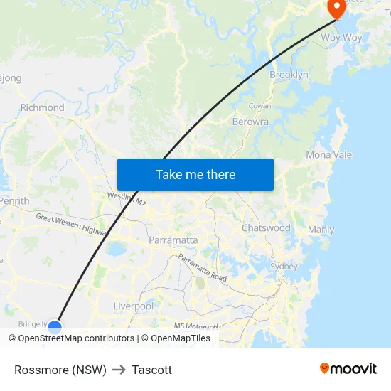 Rossmore (NSW) to Tascott map