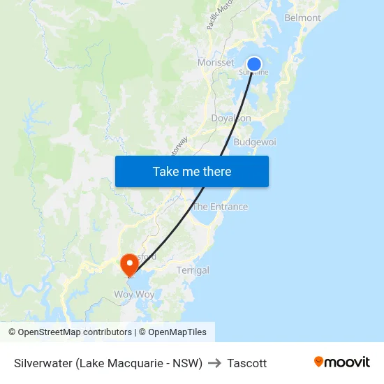 Silverwater (Lake Macquarie - NSW) to Tascott map