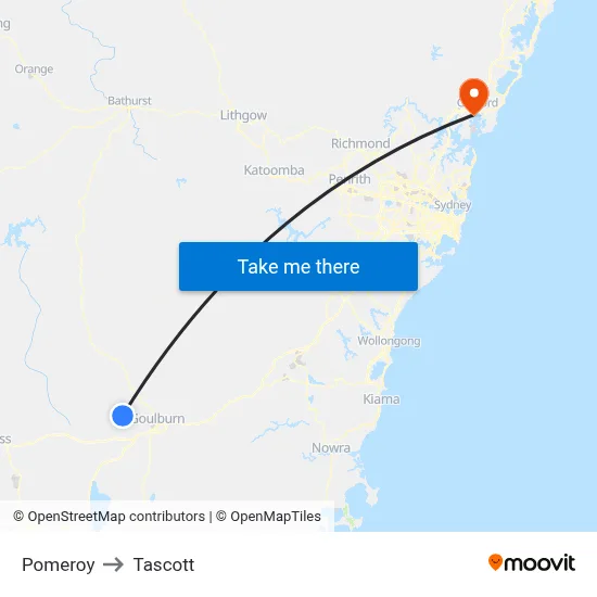 Pomeroy to Tascott map