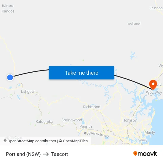 Portland (NSW) to Tascott map