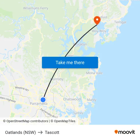 Oatlands (NSW) to Tascott map