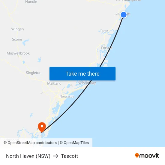 North Haven (NSW) to Tascott map