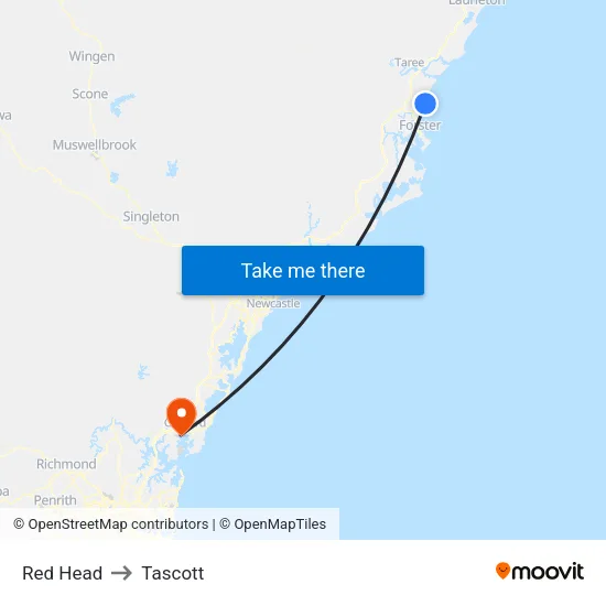 Red Head to Tascott map