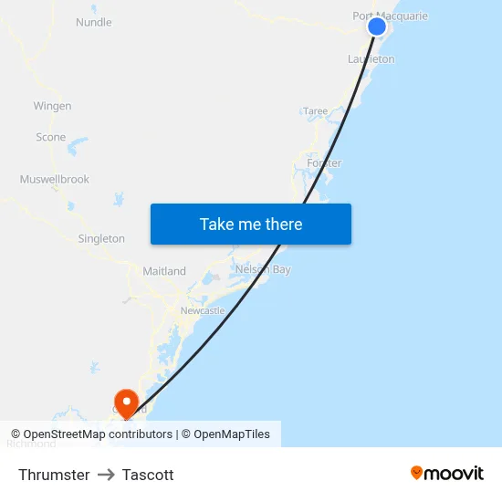 Thrumster to Tascott map