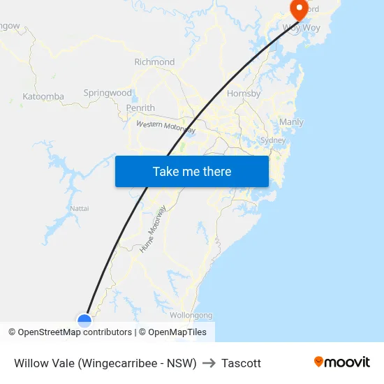 Willow Vale (Wingecarribee - NSW) to Tascott map