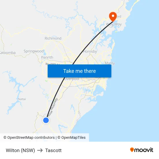 Wilton (NSW) to Tascott map