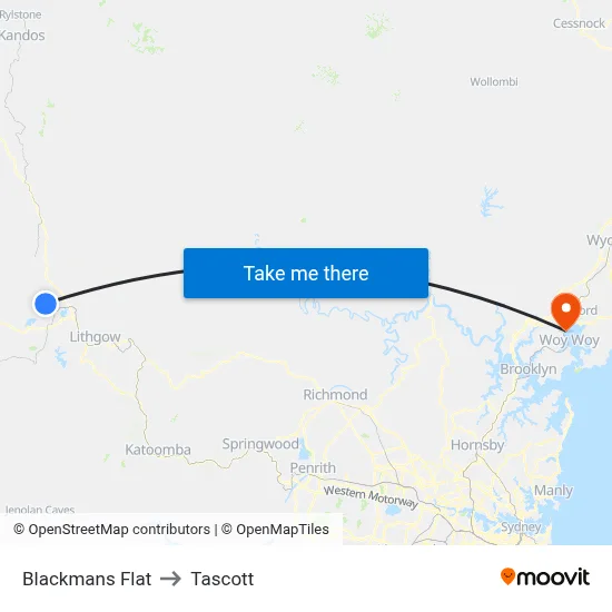 Blackmans Flat to Tascott map