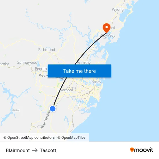 Blairmount to Tascott map