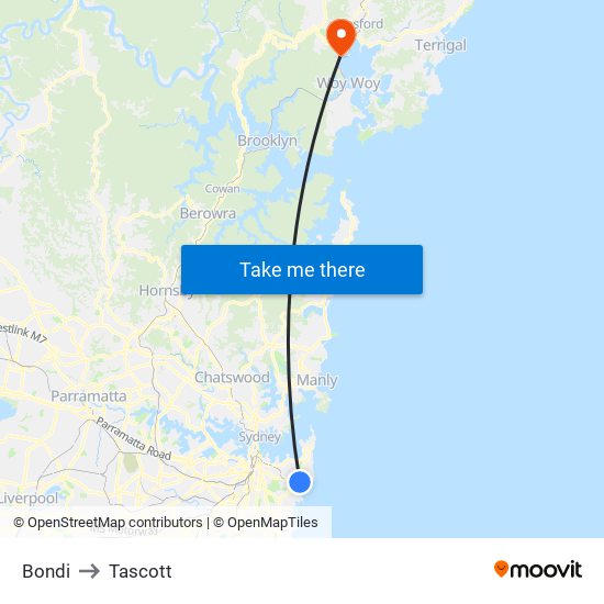 Bondi to Tascott map