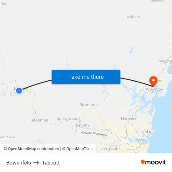 Bowenfels to Tascott map