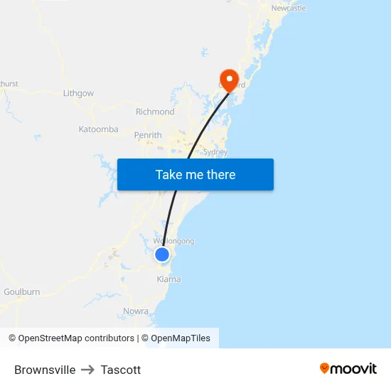 Brownsville to Tascott map