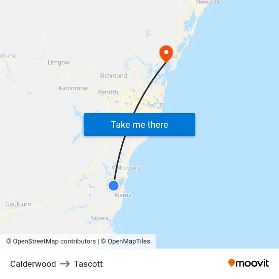 Calderwood to Tascott map