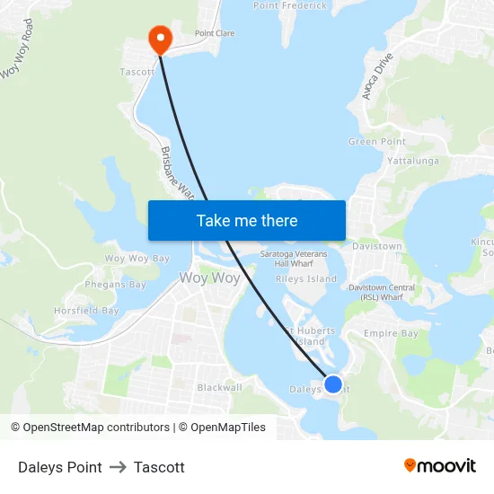 Daleys Point to Tascott map