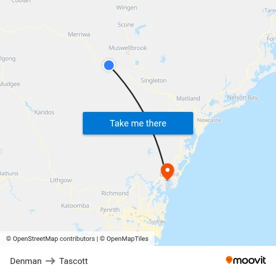 Denman to Tascott map