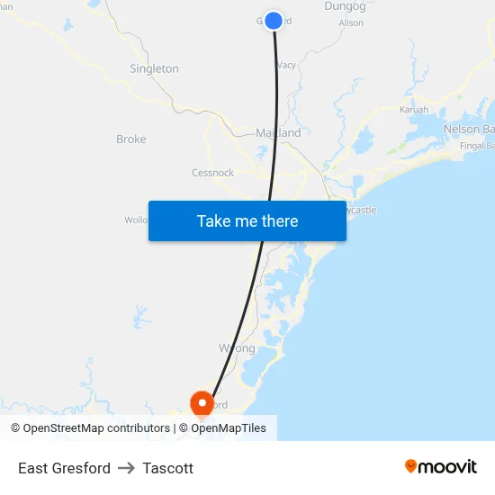 East Gresford to Tascott map