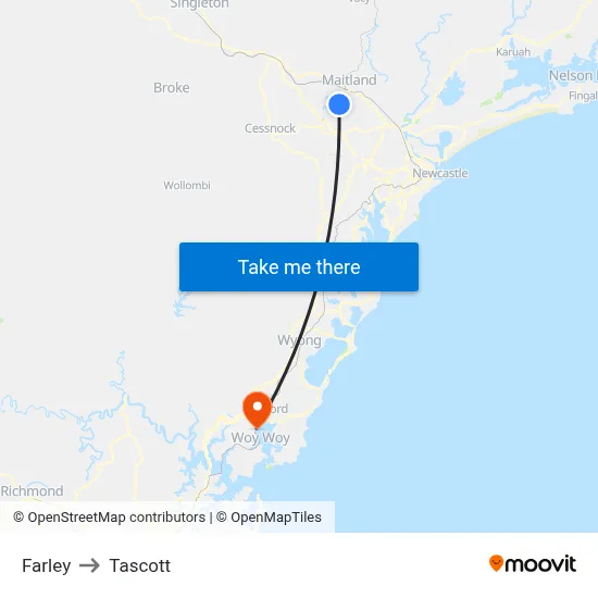 Farley to Tascott map