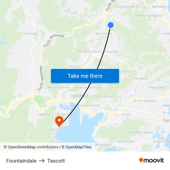 Fountaindale to Tascott map