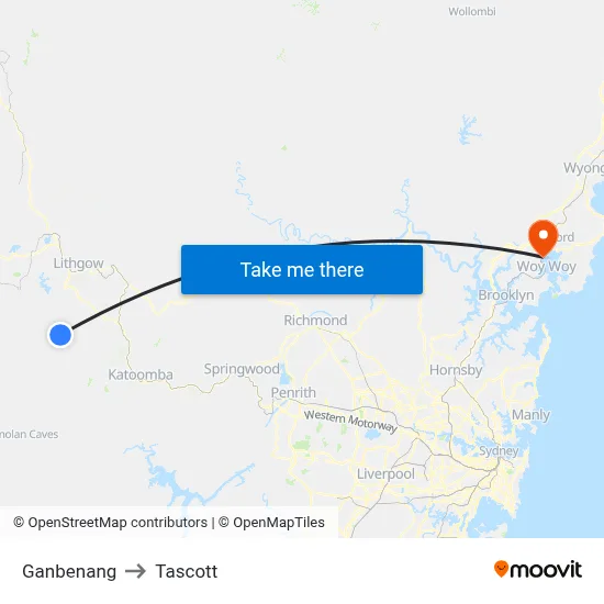 Ganbenang to Tascott map