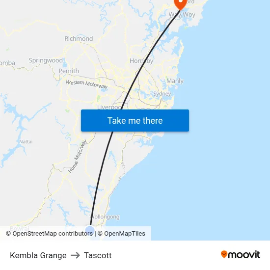 Kembla Grange to Tascott map