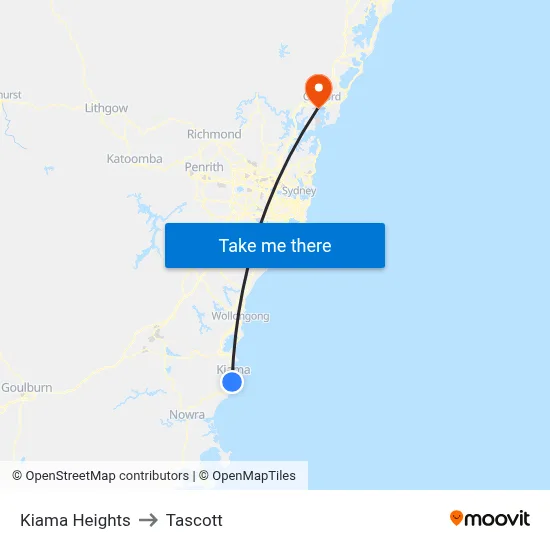Kiama Heights to Tascott map