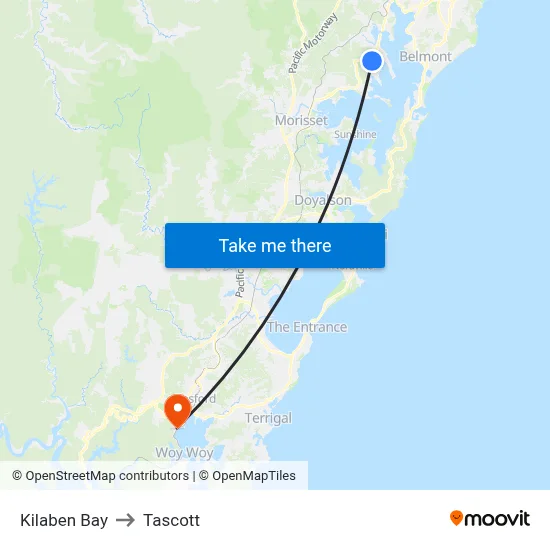Kilaben Bay to Tascott map