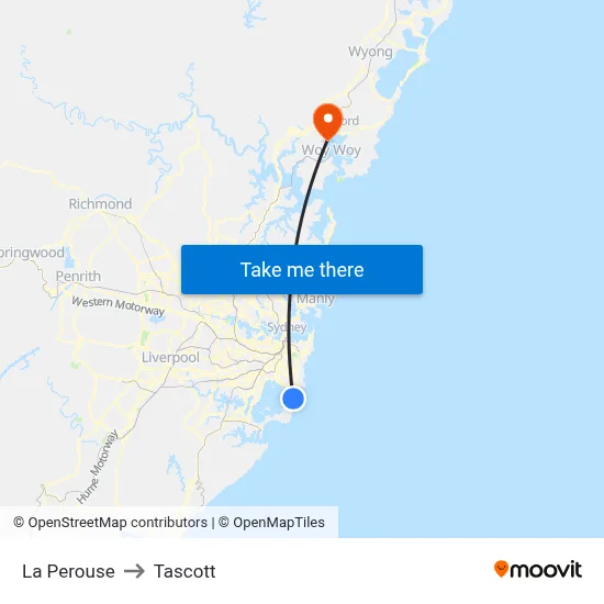 La Perouse to Tascott map