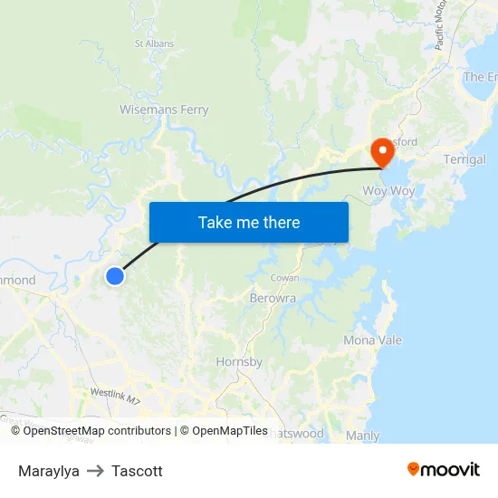 Maraylya to Tascott map