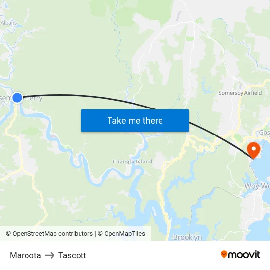 Maroota to Tascott map