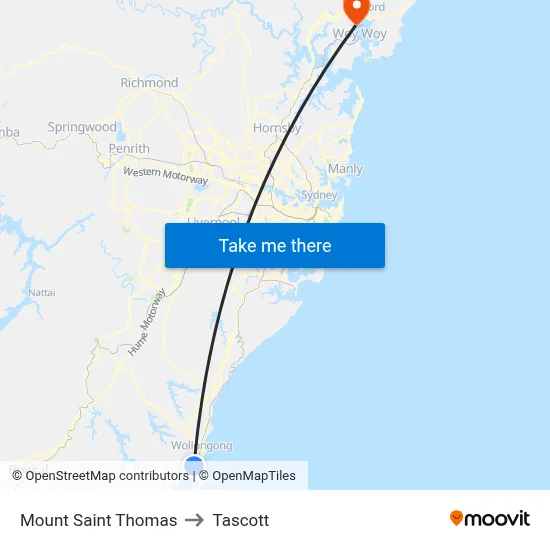 Mount Saint Thomas to Tascott map