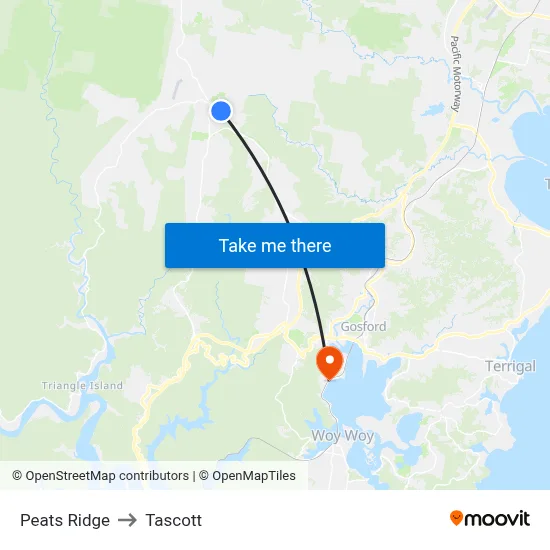 Peats Ridge to Tascott map