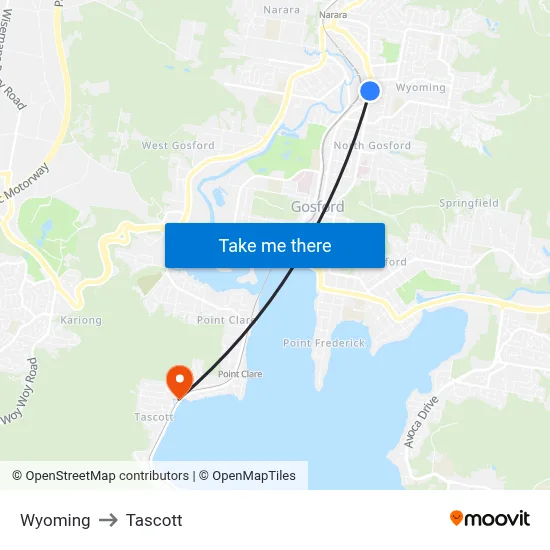 Wyoming to Tascott map
