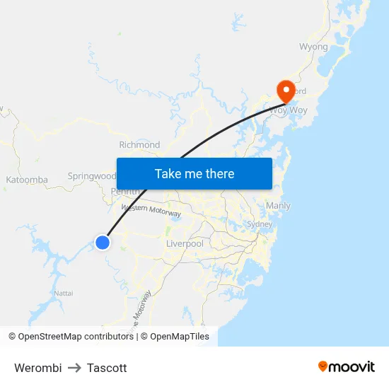 Werombi to Tascott map