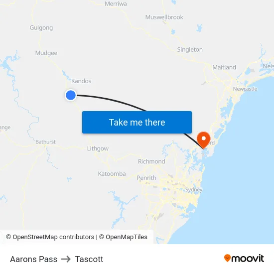 Aarons Pass to Tascott map