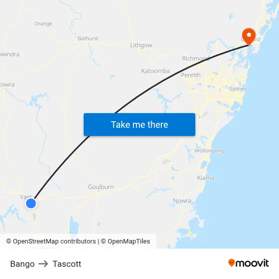 Bango to Tascott map