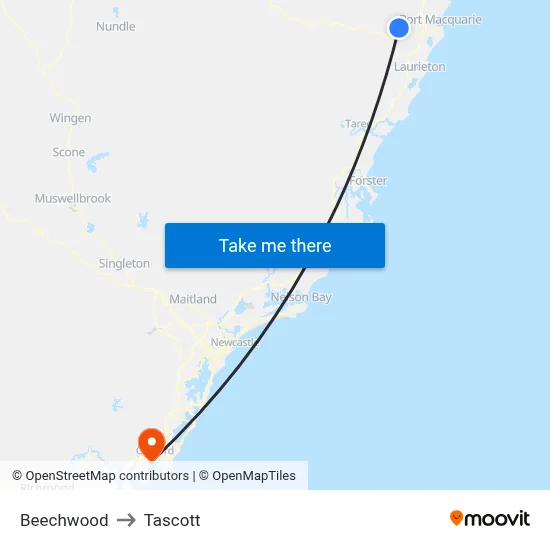 Beechwood to Tascott map