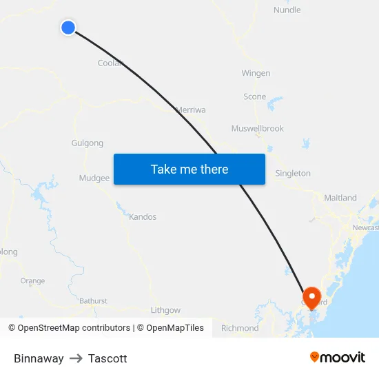 Binnaway to Tascott map